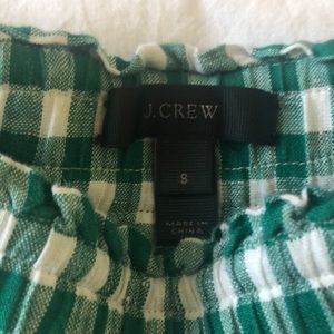 J.Crew Linen Gingham Green and White Shorts